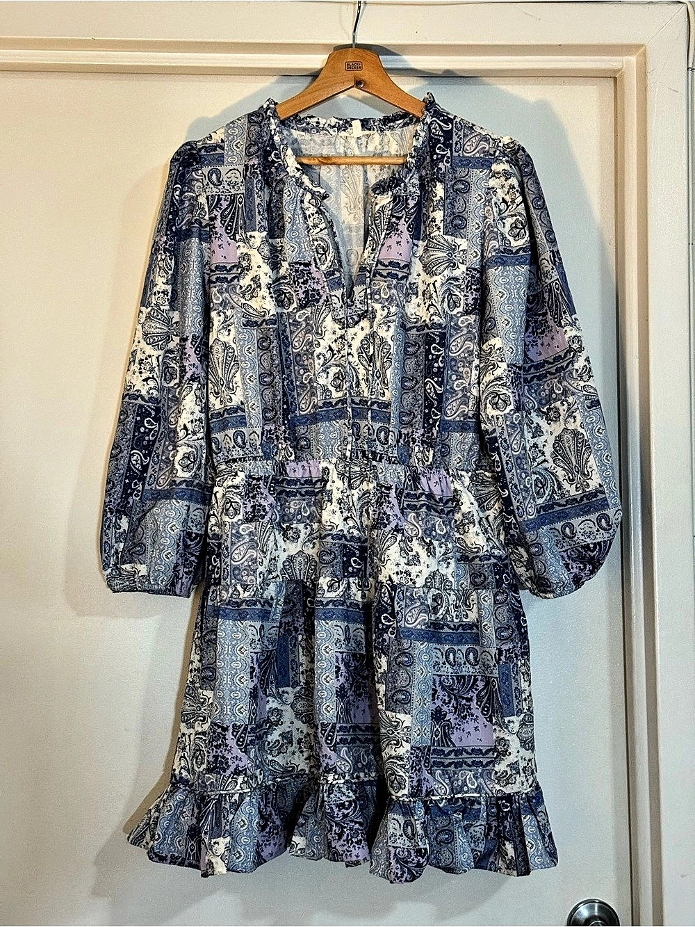 Nordstrom - Paisley Ruffle Mini Dress in Blue & Purple Size women’s Medium